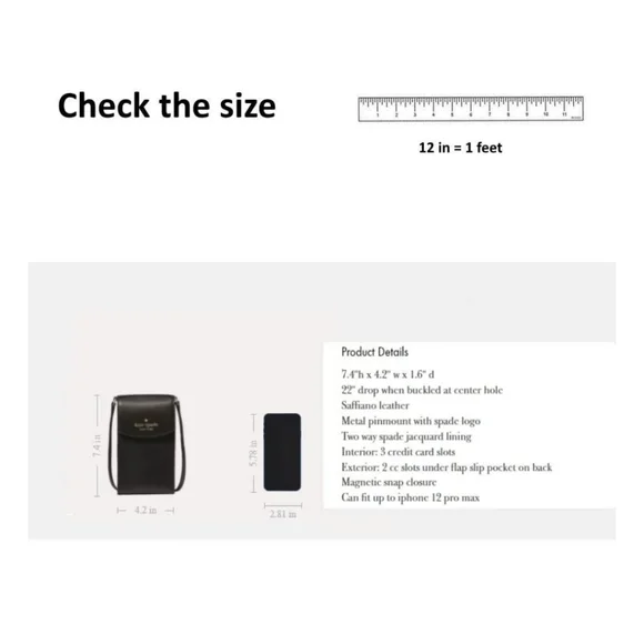 Kate Spade Black Leather Phone Crossbody Bag - Picture 4 of 6